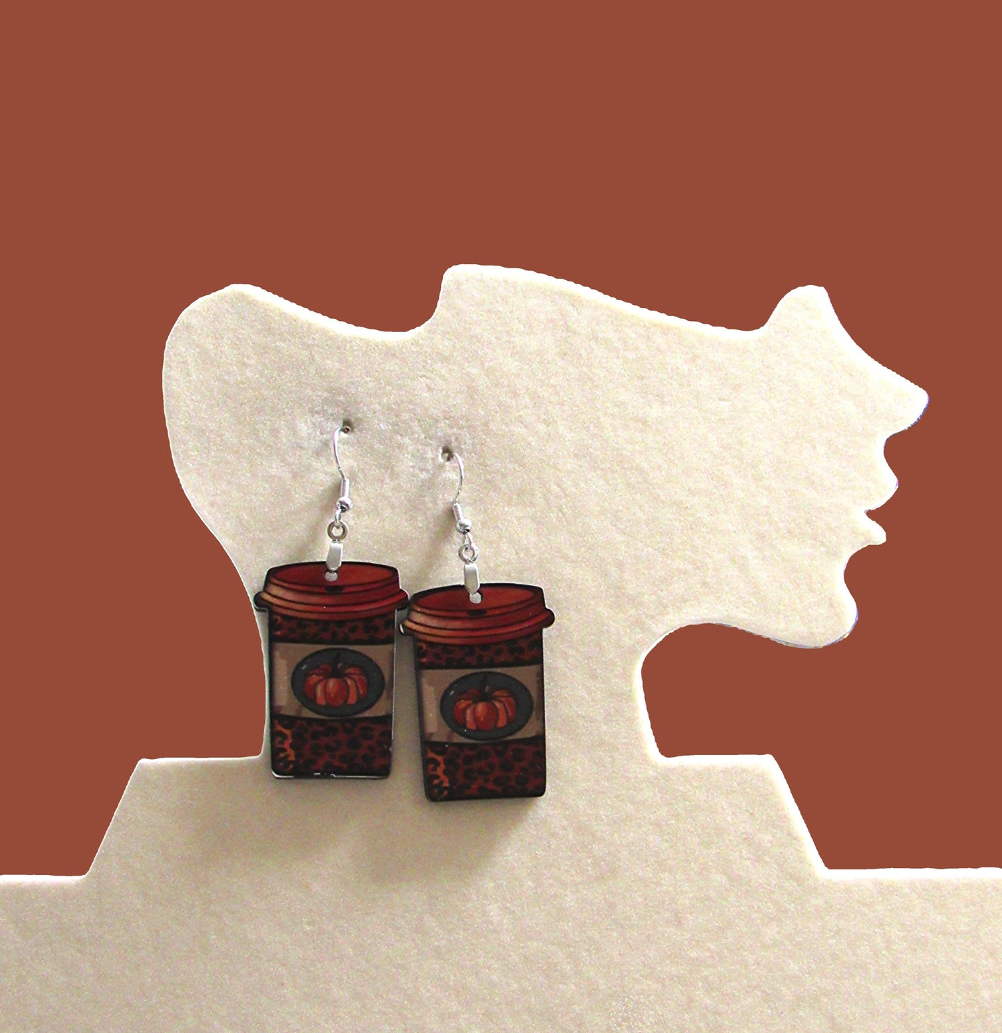 Coffee To GO Cup Shaped Sublimated Earrings