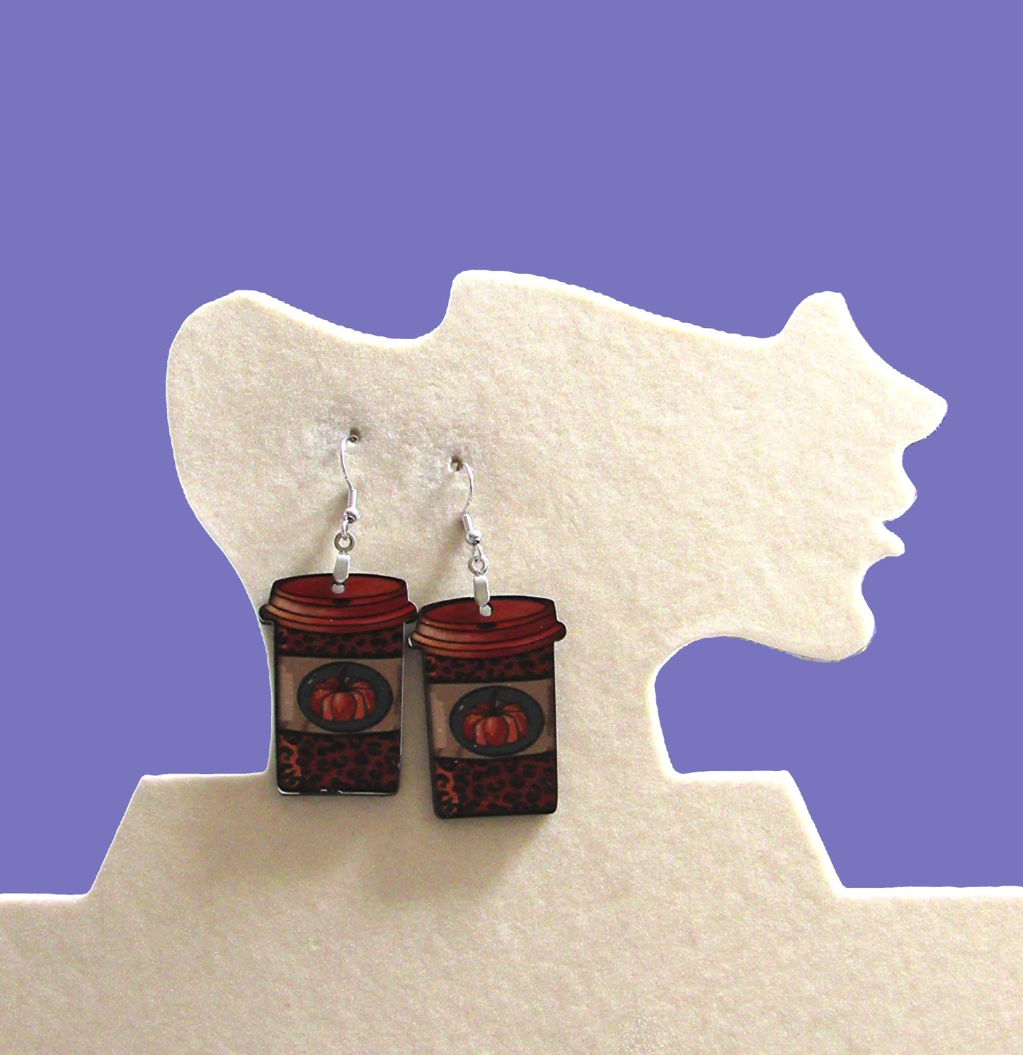 Coffee To GO Cup Shaped Sublimated Earrings