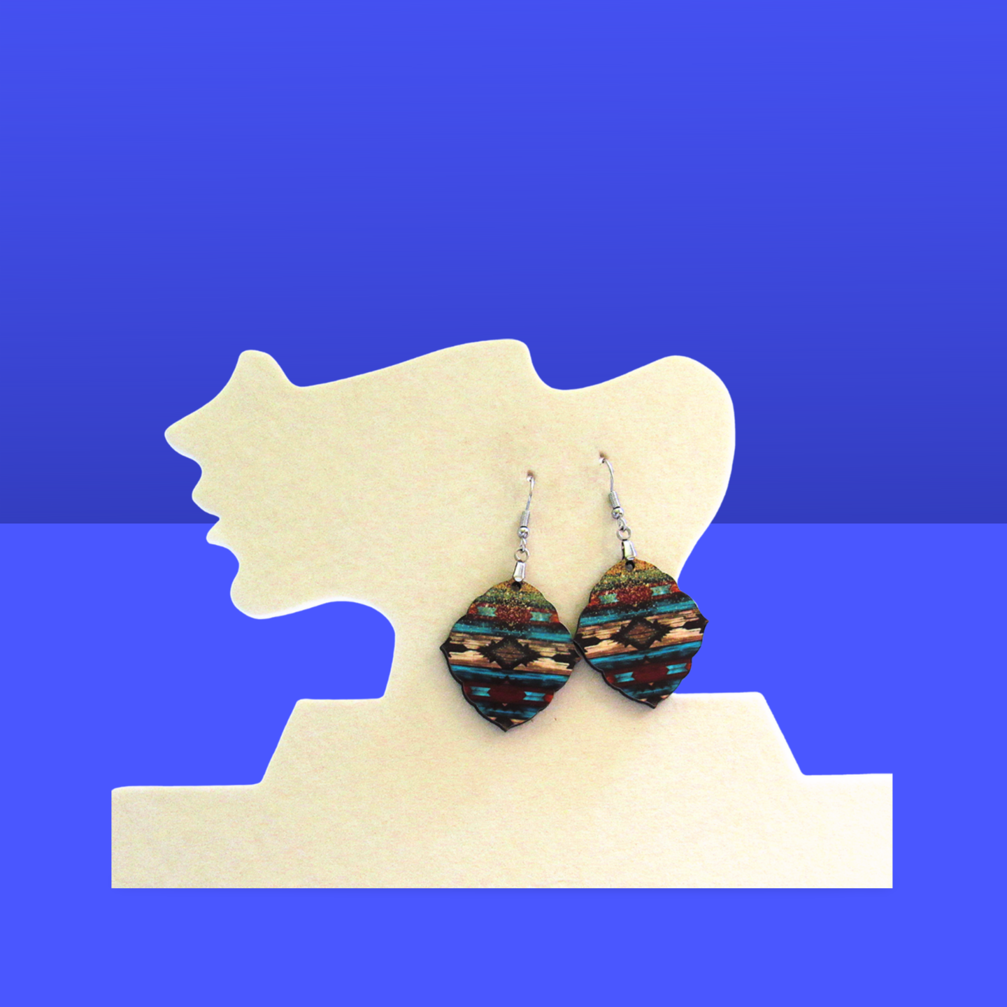 Fancy Diamond Shaped Sublimated Earring