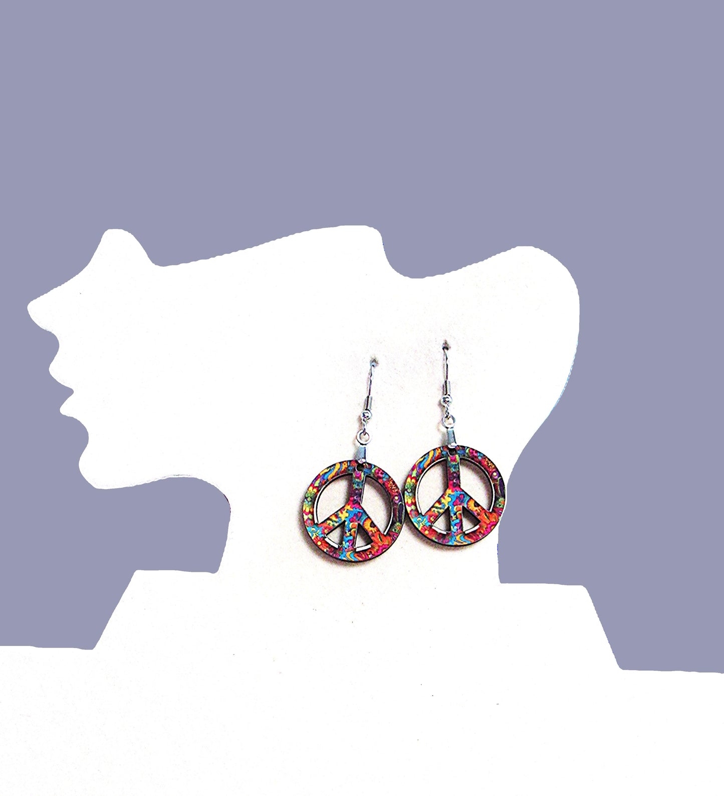 Peace Sign Shaped Sublimated Earrings 1 inch
