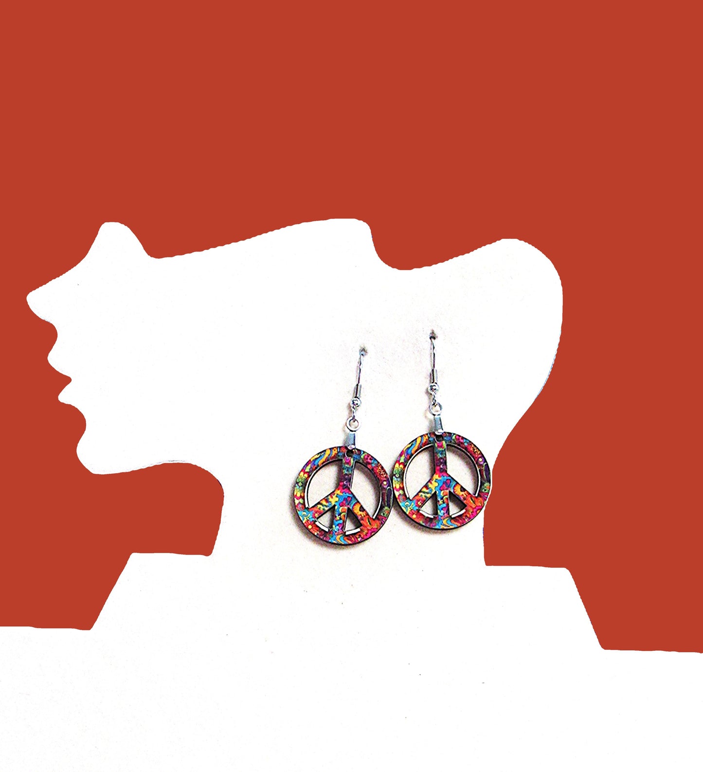 Peace Sign Shaped Sublimated Earrings 1 inch
