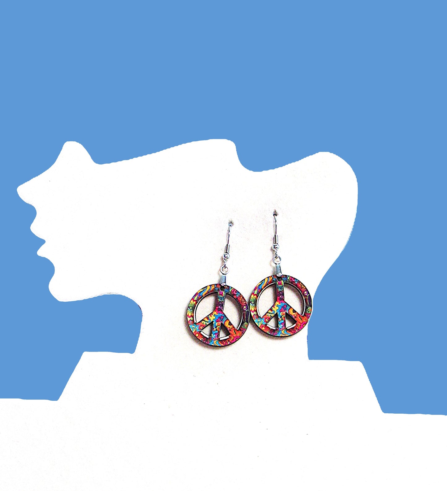 Peace Sign Shaped Sublimated Earrings 1 inch