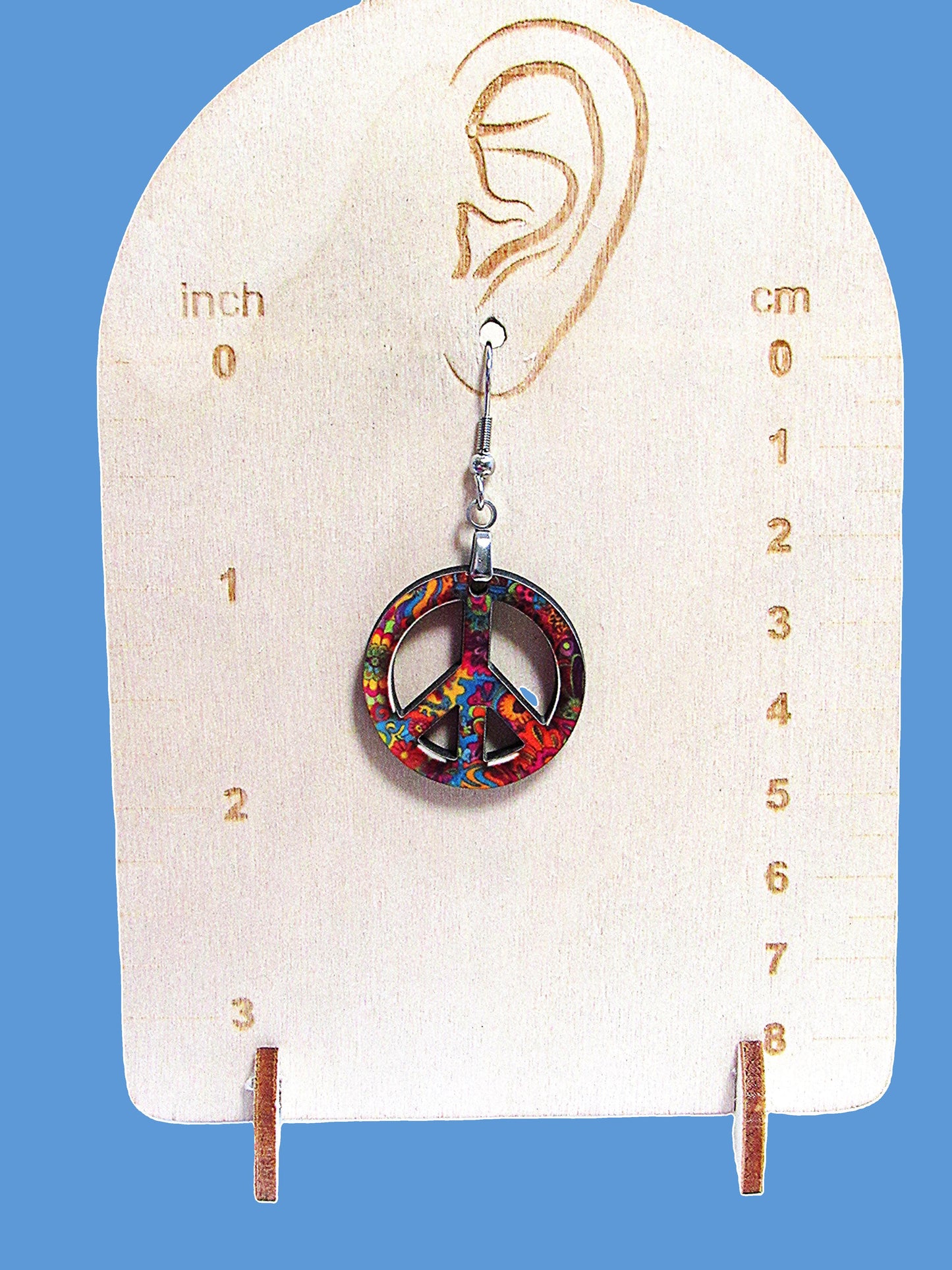 Peace Sign Shaped Sublimated Earrings 1 inch