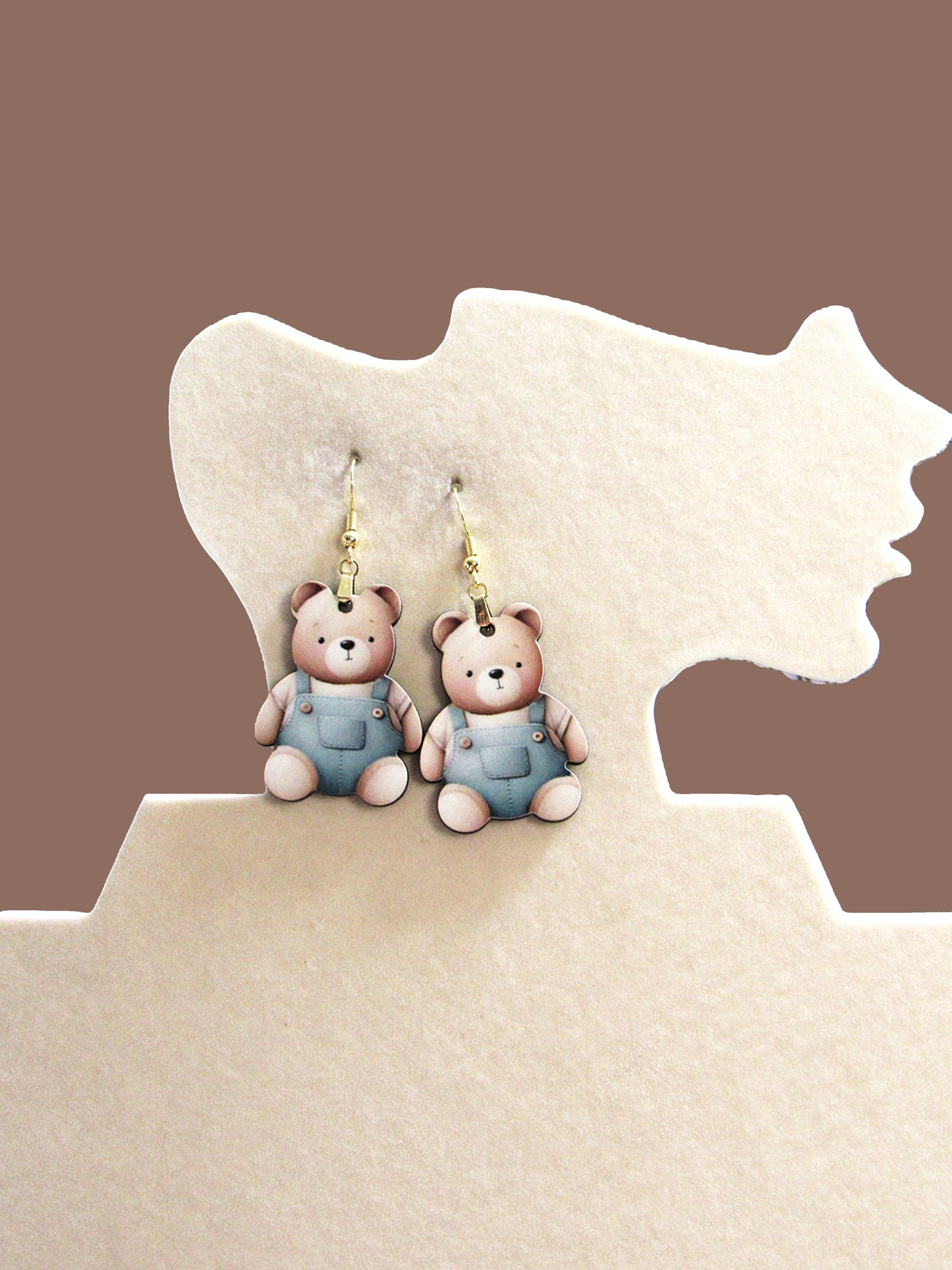Teddy Bear Shaped Sublimated Earring