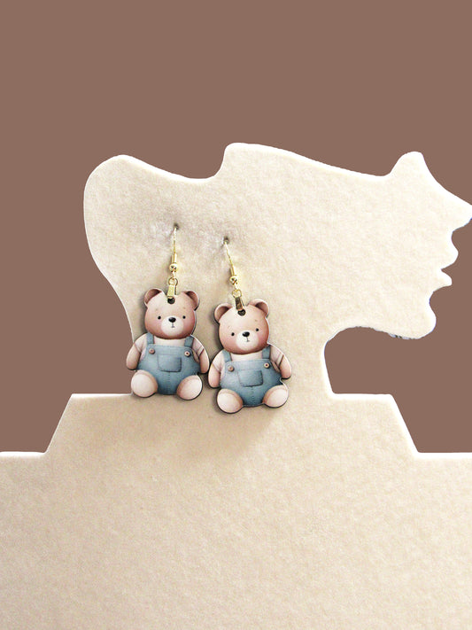 Teddy Bear Shaped Sublimated Earring