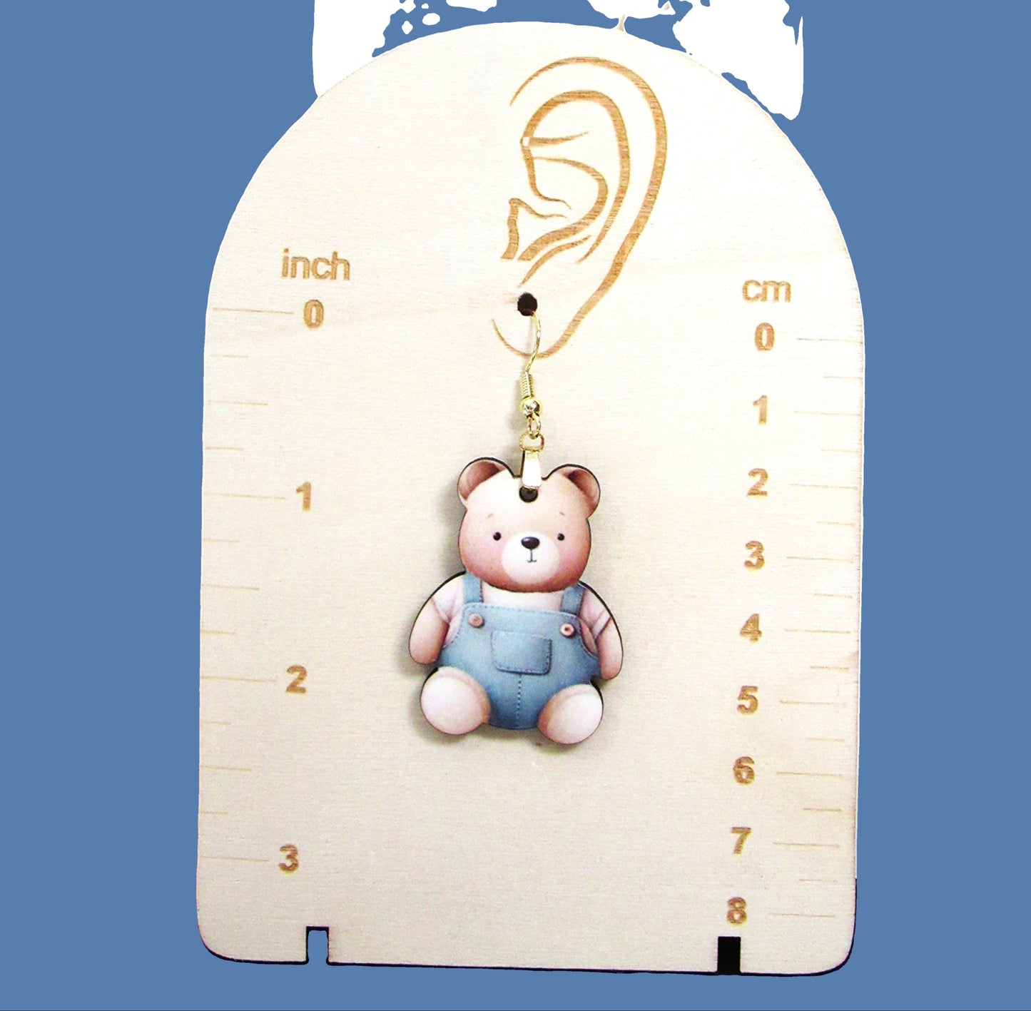 Teddy Bear Shaped Sublimated Earring