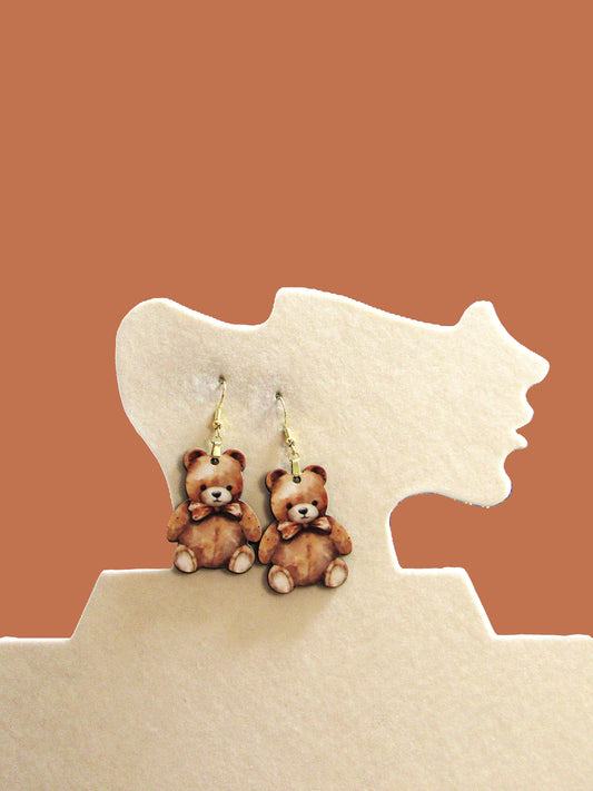 Teddy Bear Shaped Sublimated Earring 1.5 inch