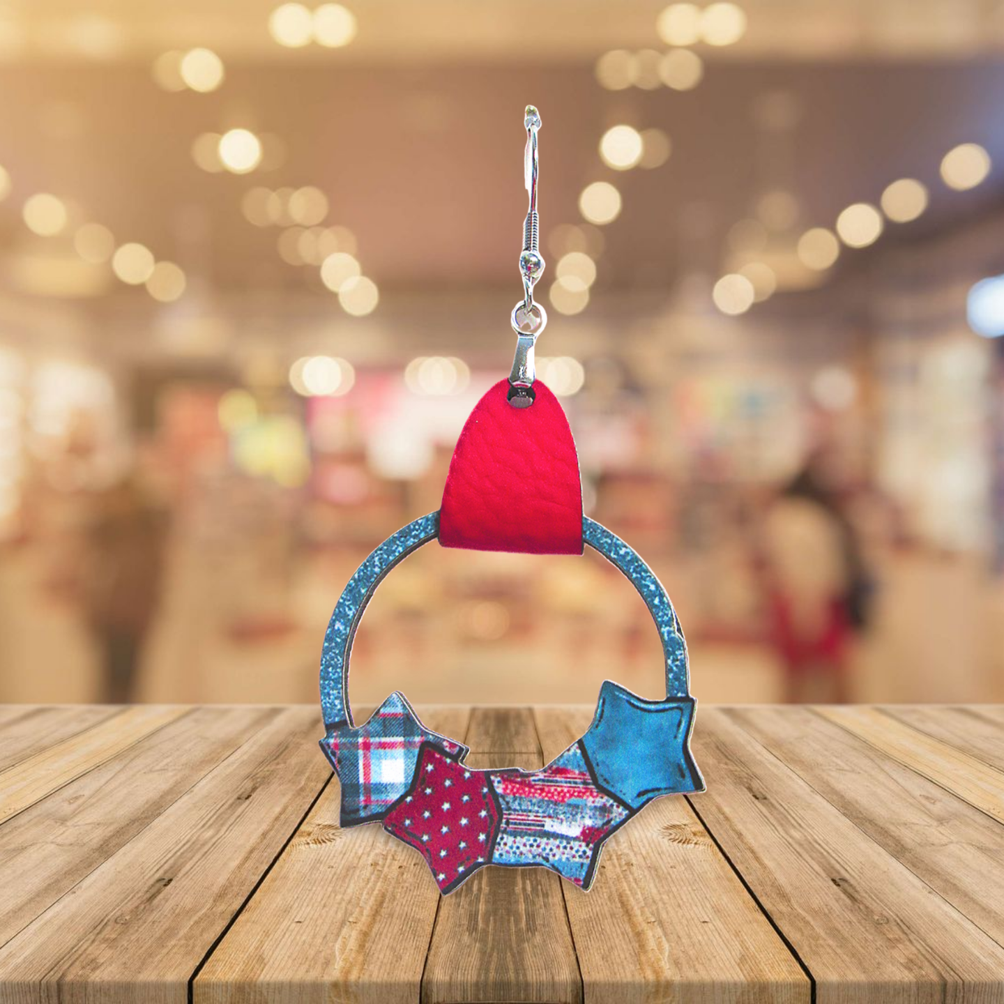 Round Star Cluster Shaped Sublimated Earrings 1.5 inch