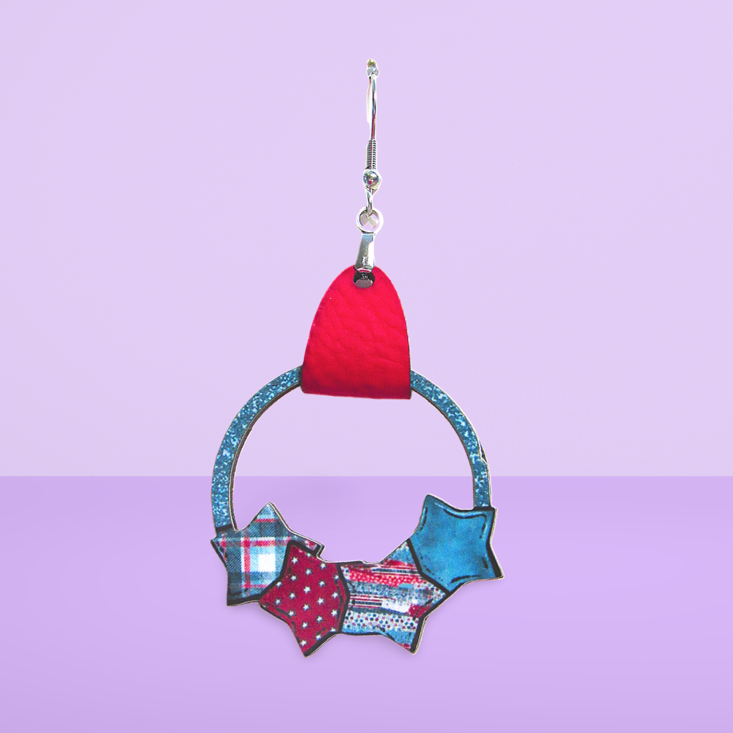 Round Star Cluster Shaped Sublimated Earrings 1.5 inch