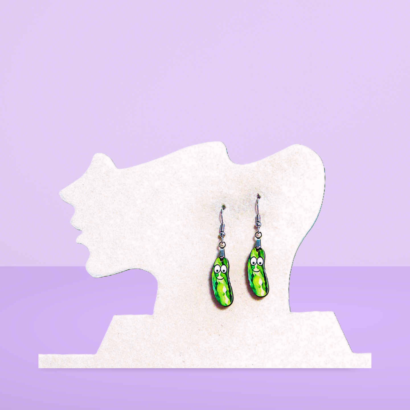 Pickle Shaped Sublimated Earrings 1 inch