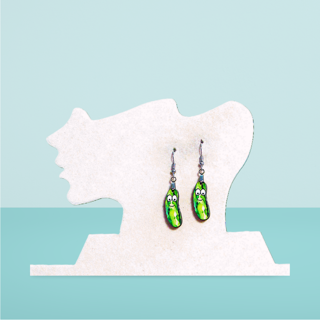 Pickle Shaped Sublimated Earrings 1 inch