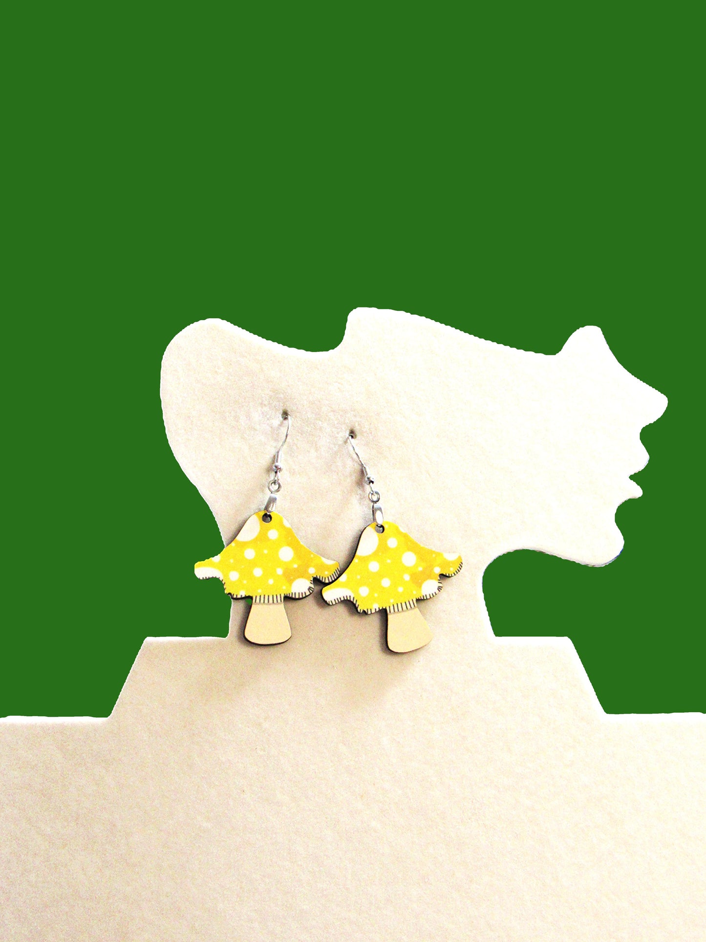 Distressed Mushroom Shaped Sublimated Earring 1.5 inch