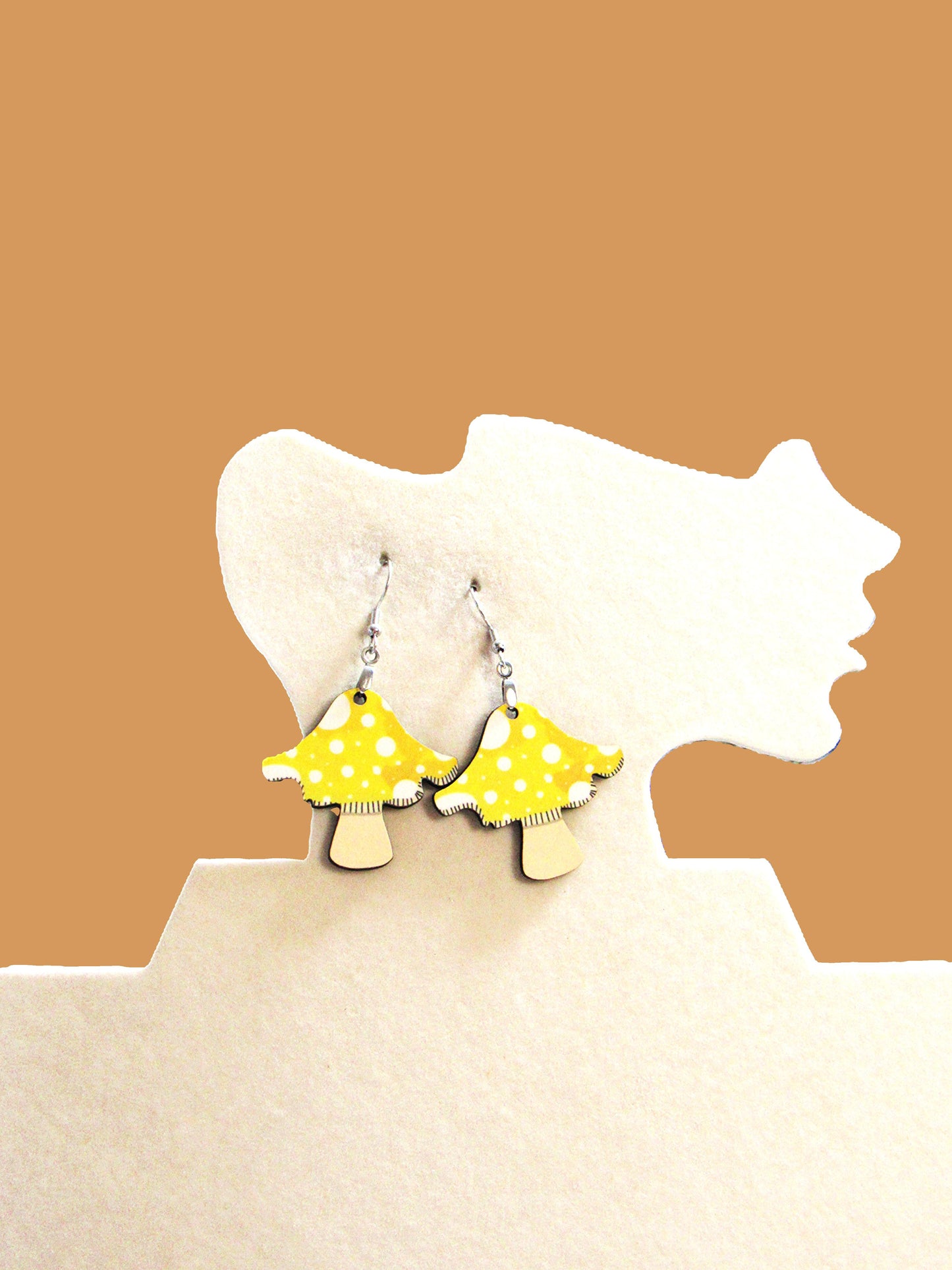 Distressed Mushroom Shaped Sublimated Earring 1.5 inch