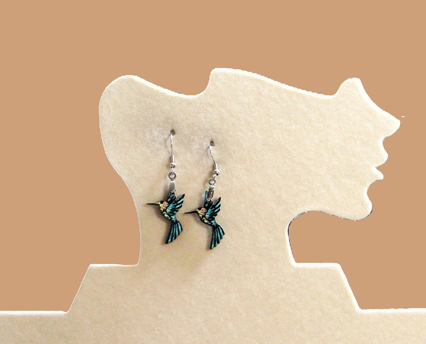 Hummingbird Shaped Sublimated Earrings