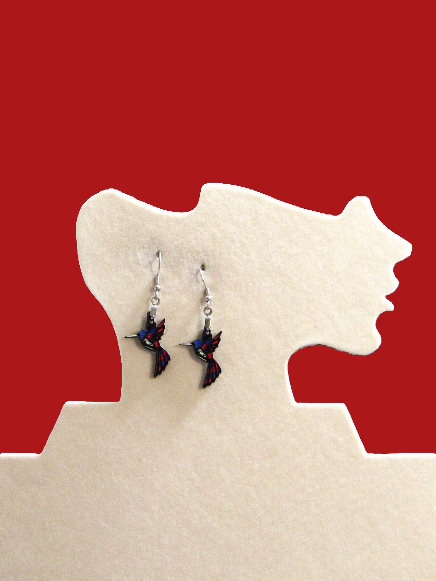 Hummingbird Shaped Sublimated Earrings