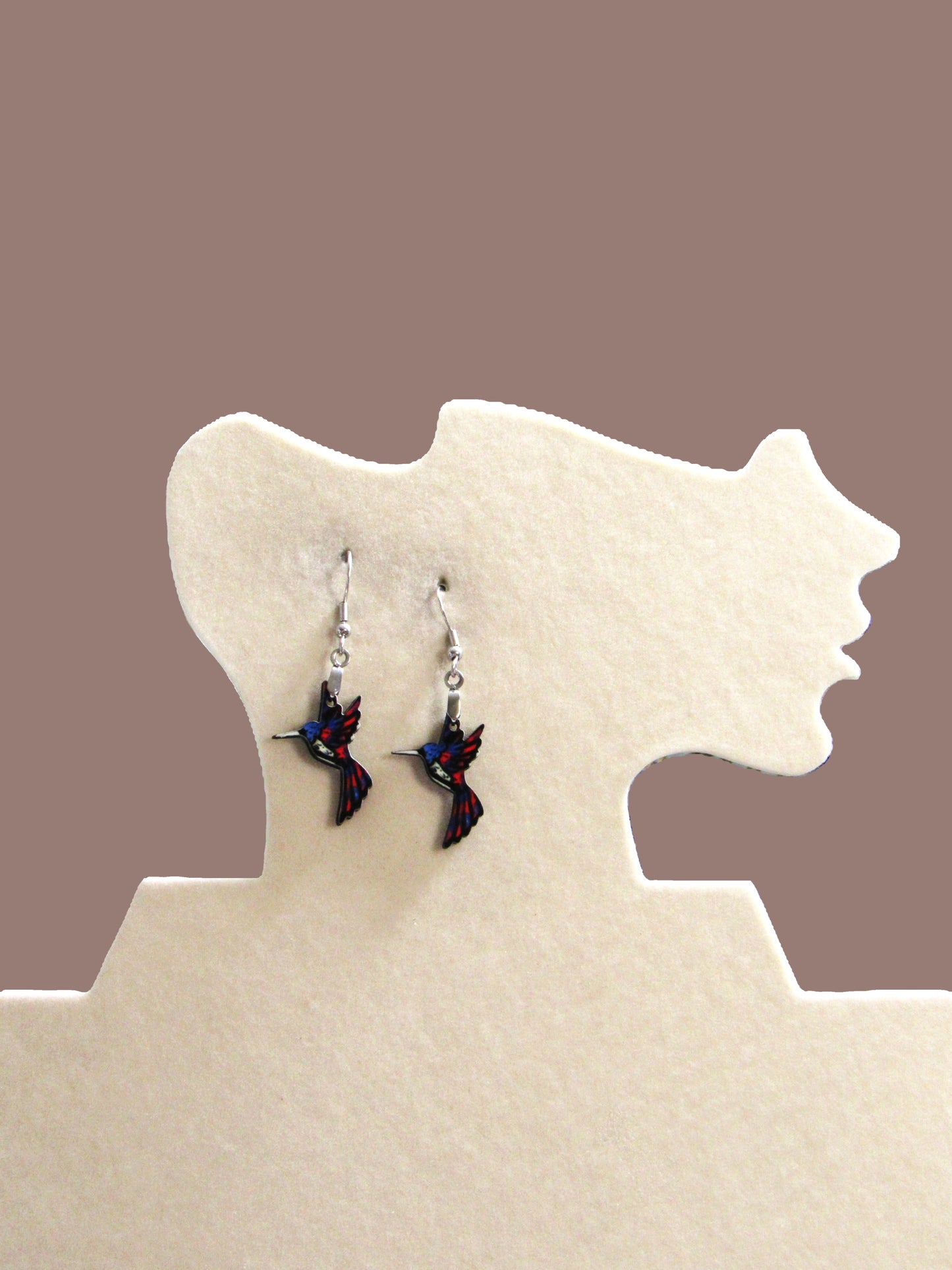 Hummingbird Shaped Sublimated Earrings