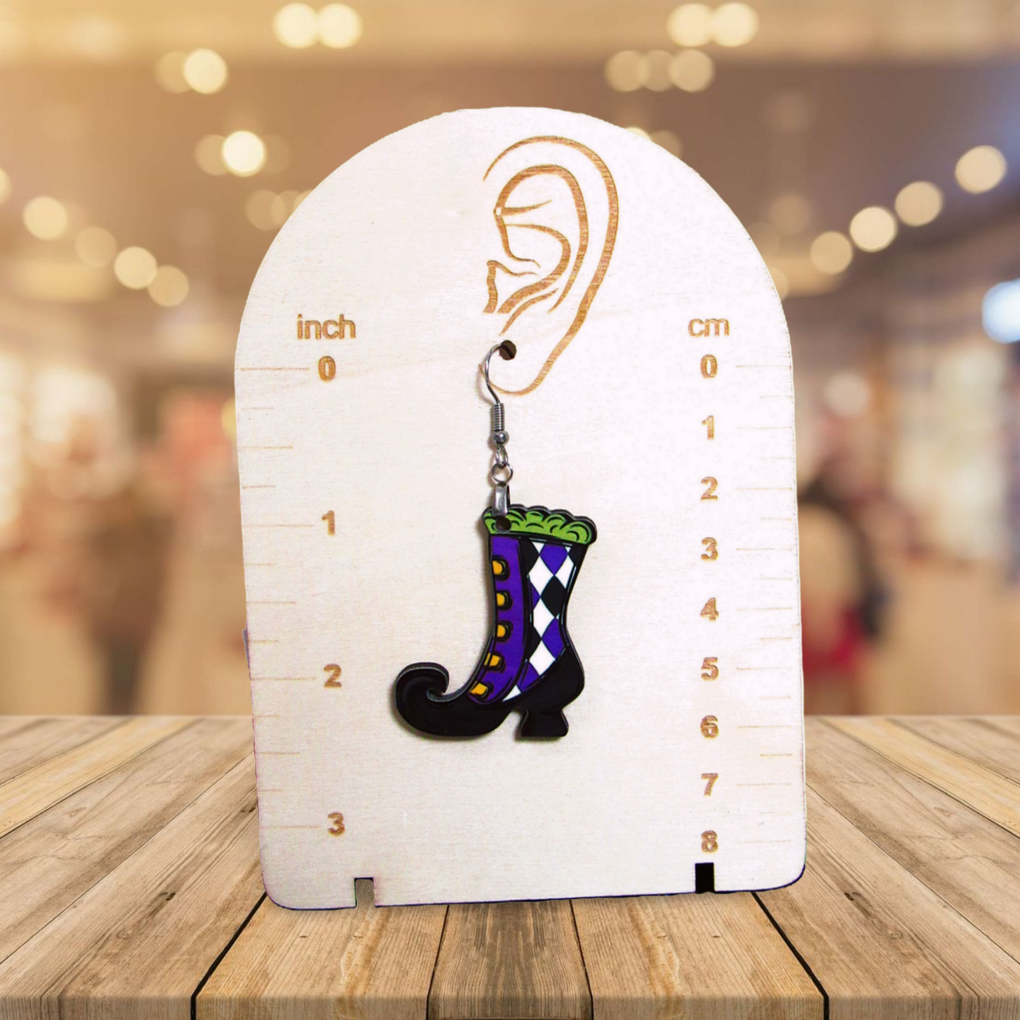 Witch Boot Shaped Sublimated Earrings 1.5 inch