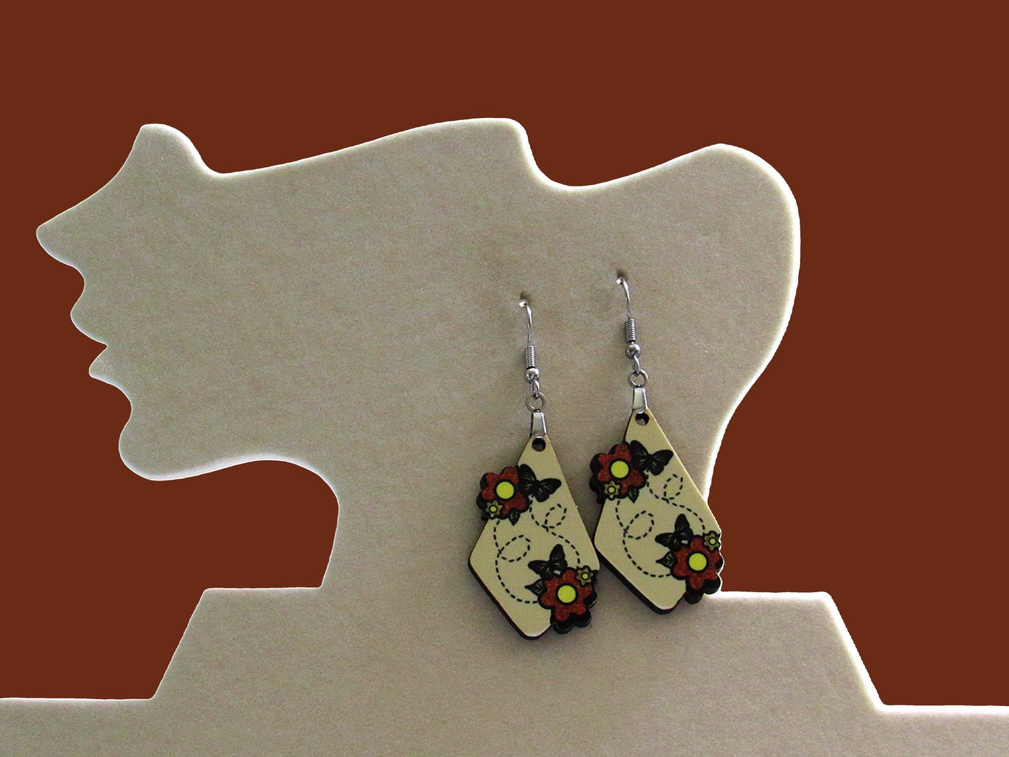 Fancy Flower Shaped Sublimated Earrings