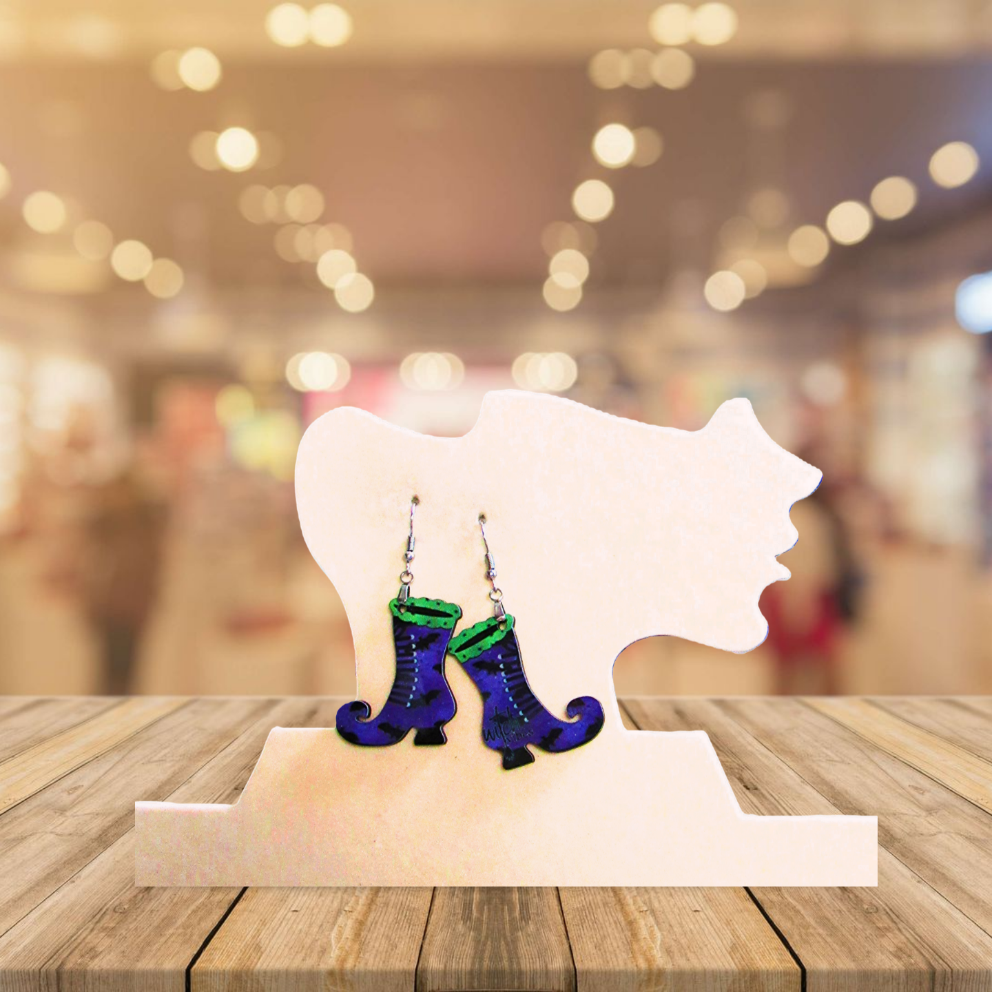 Witch Boot Shaped Sublimated Earrings 1.5 inch