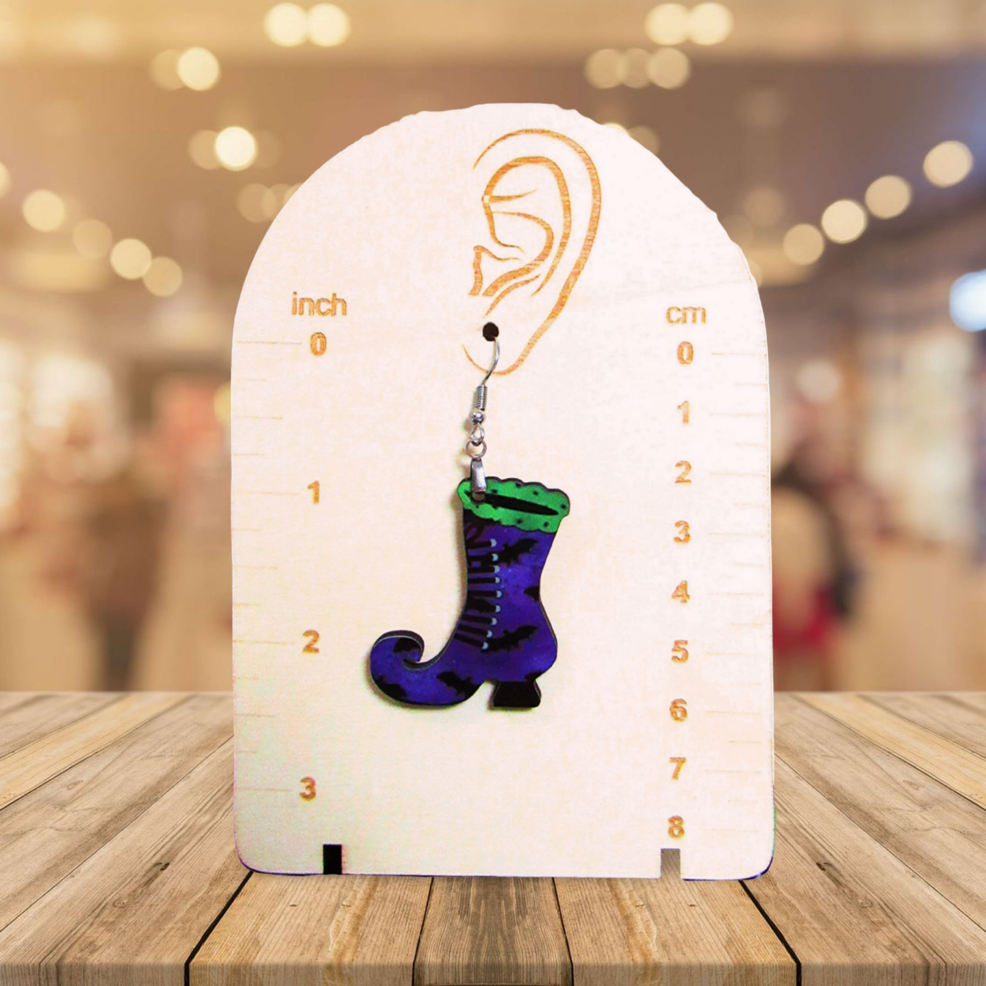 Witch Boot Shaped Sublimated Earrings 1.5 inch