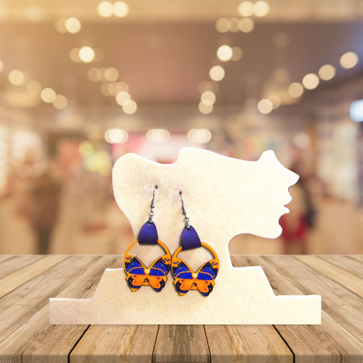 Round Butterfly Shaped Sublimated Earring 1.5 inch