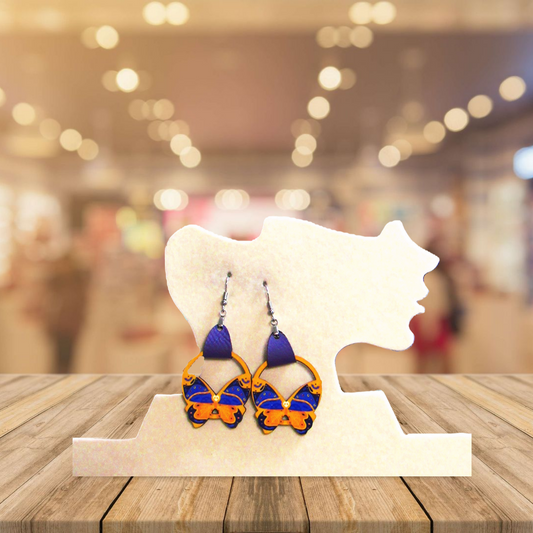 Round Butterfly Shaped Sublimated Earring 1.5 inch