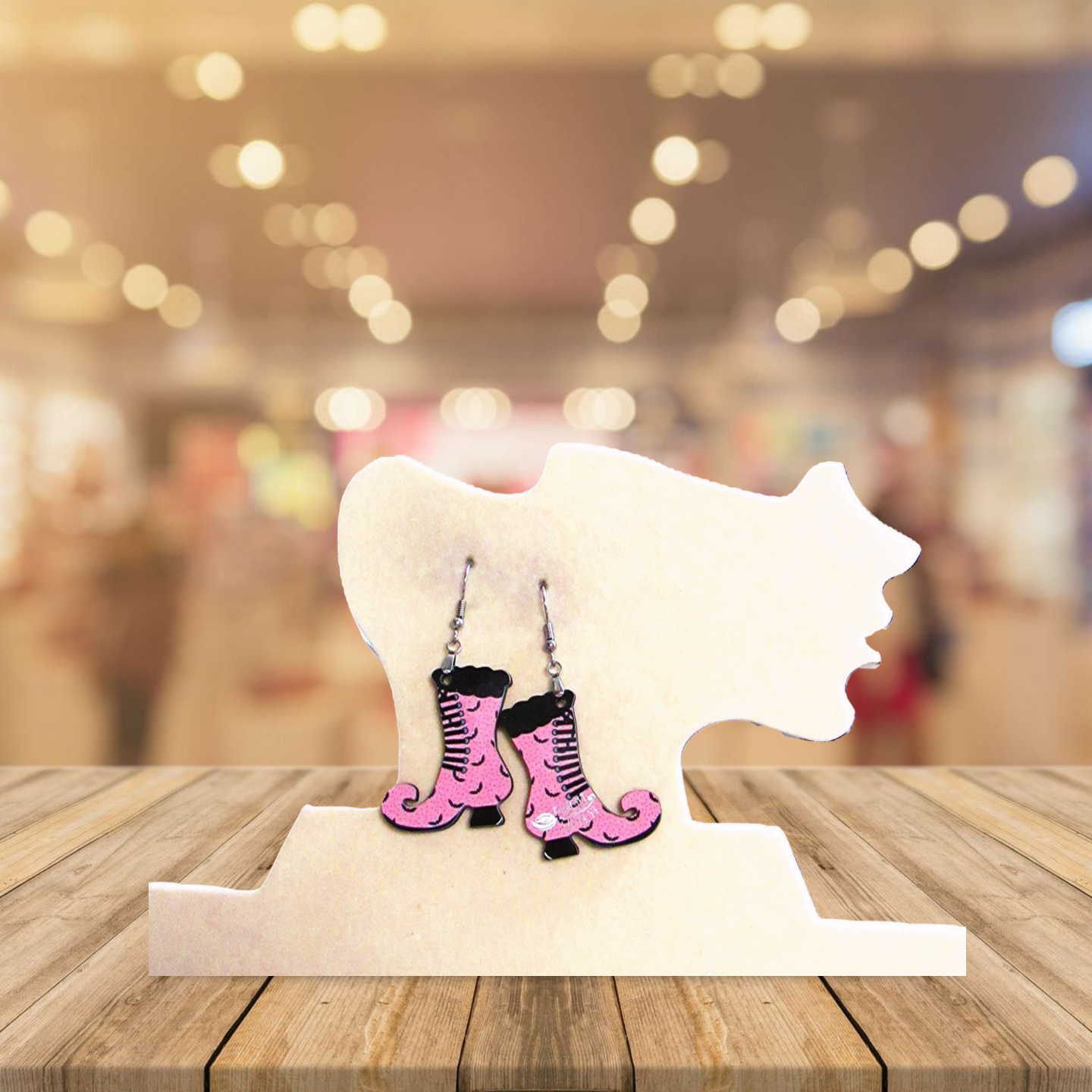 Witch Boot Shaped Sublimated Earrings 1.5 inch