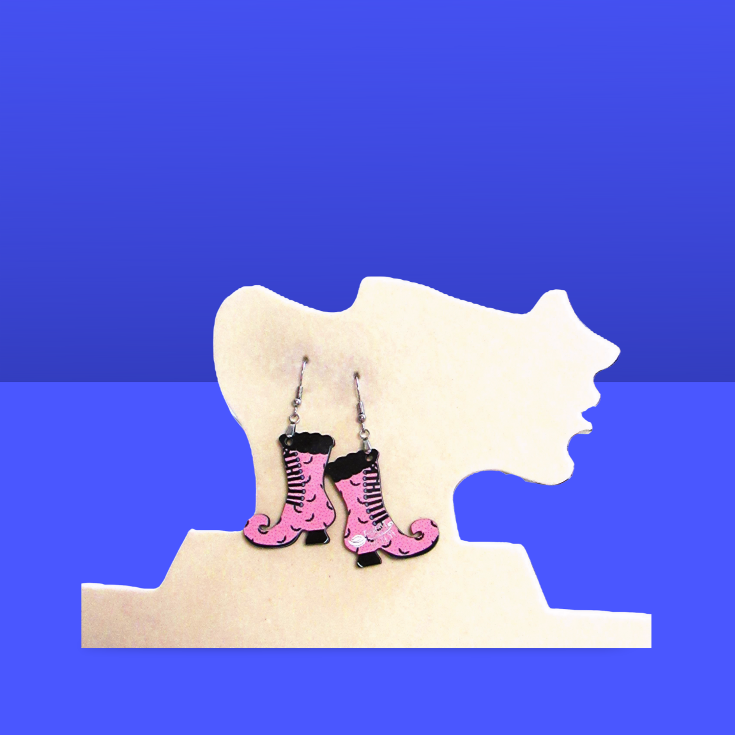 Witch Boot Shaped Sublimated Earrings 1.5 inch