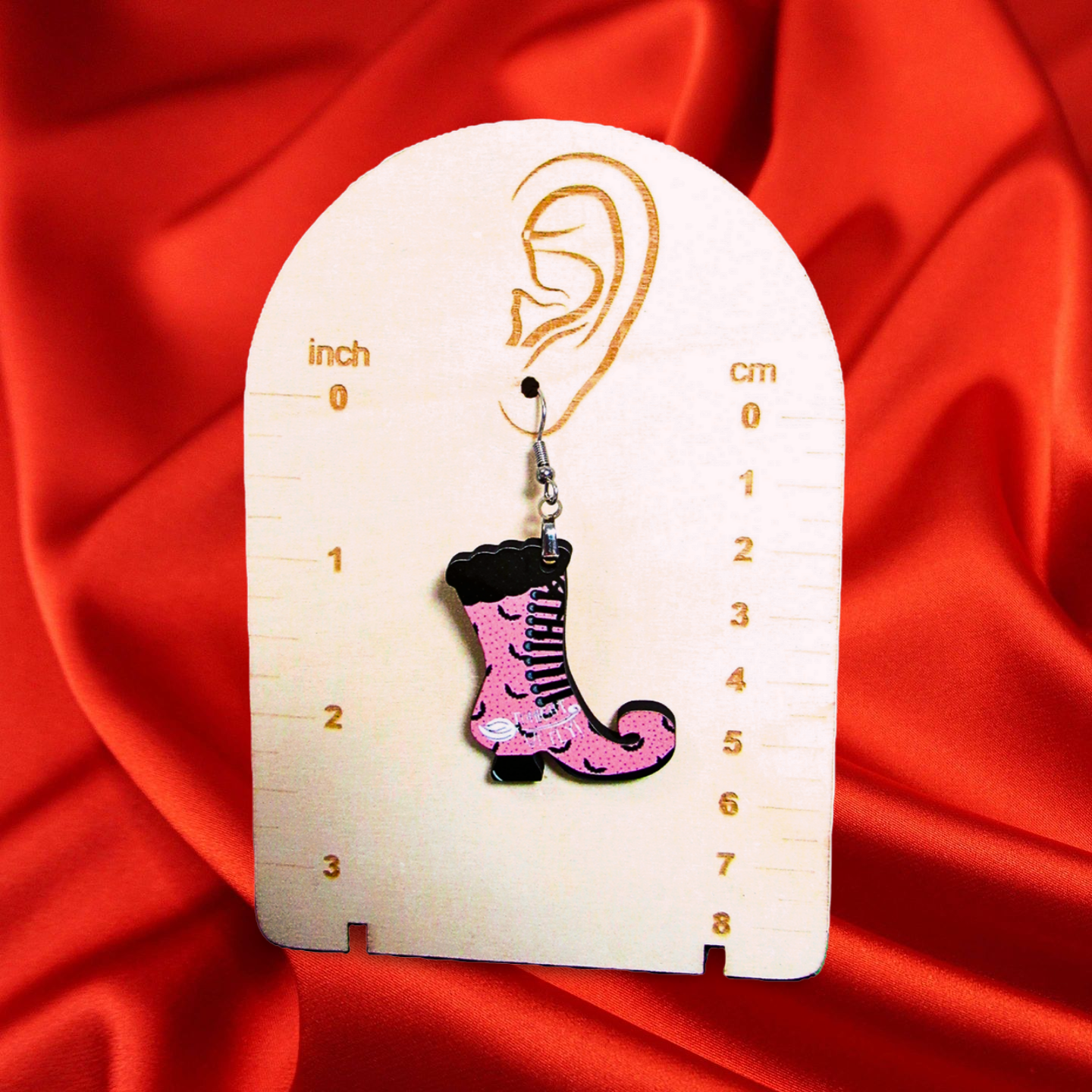 Witch Boot Shaped Sublimated Earrings 1.5 inch