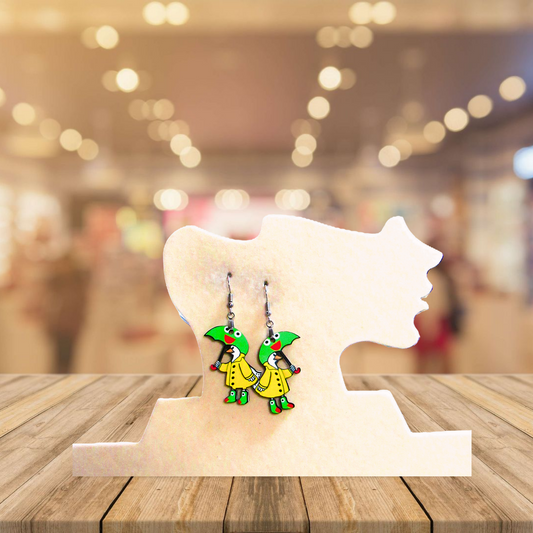Goose with Umbrella Shaped Sublimated Earrings