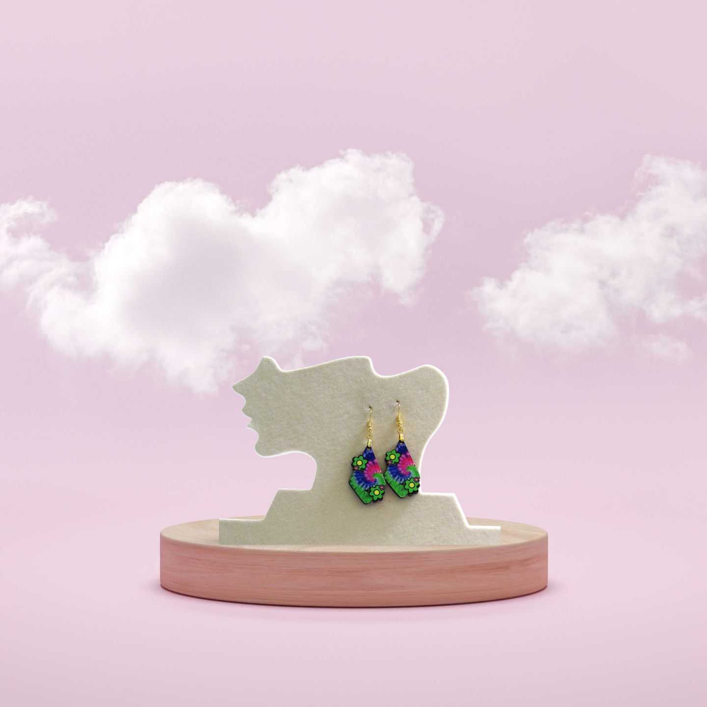 MDF-Fancy Flower Shaped Sublimated Earrings 1.5 inch