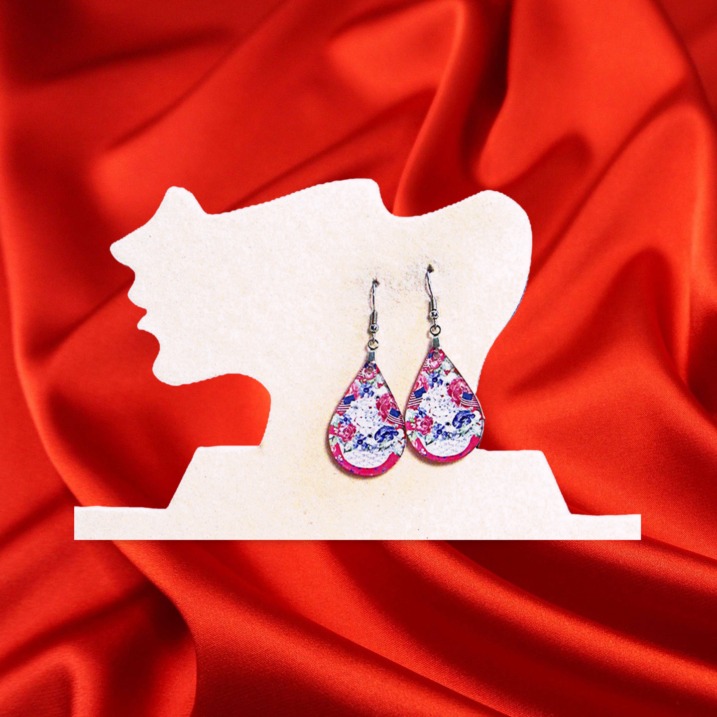 Acrylic Teardrop Shaped Sublimated Earrings 1.5 inch