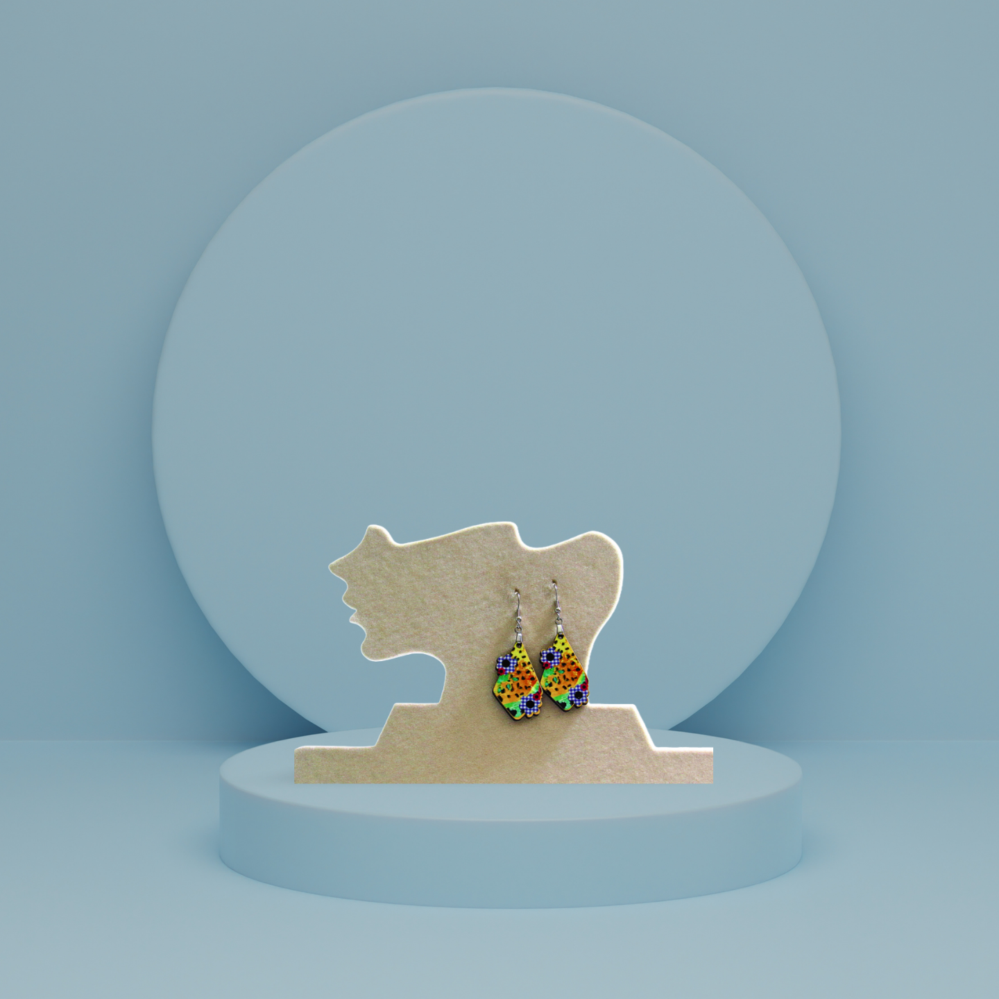 MDF-Fancy Flower Shaped Sublimated Earrings 1.5 inch