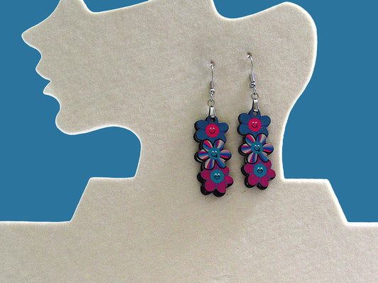 Triple Flower Shaped Sublimated Earring