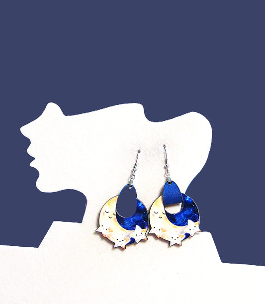 Boho Round Star Shaped Sublimated Earrings