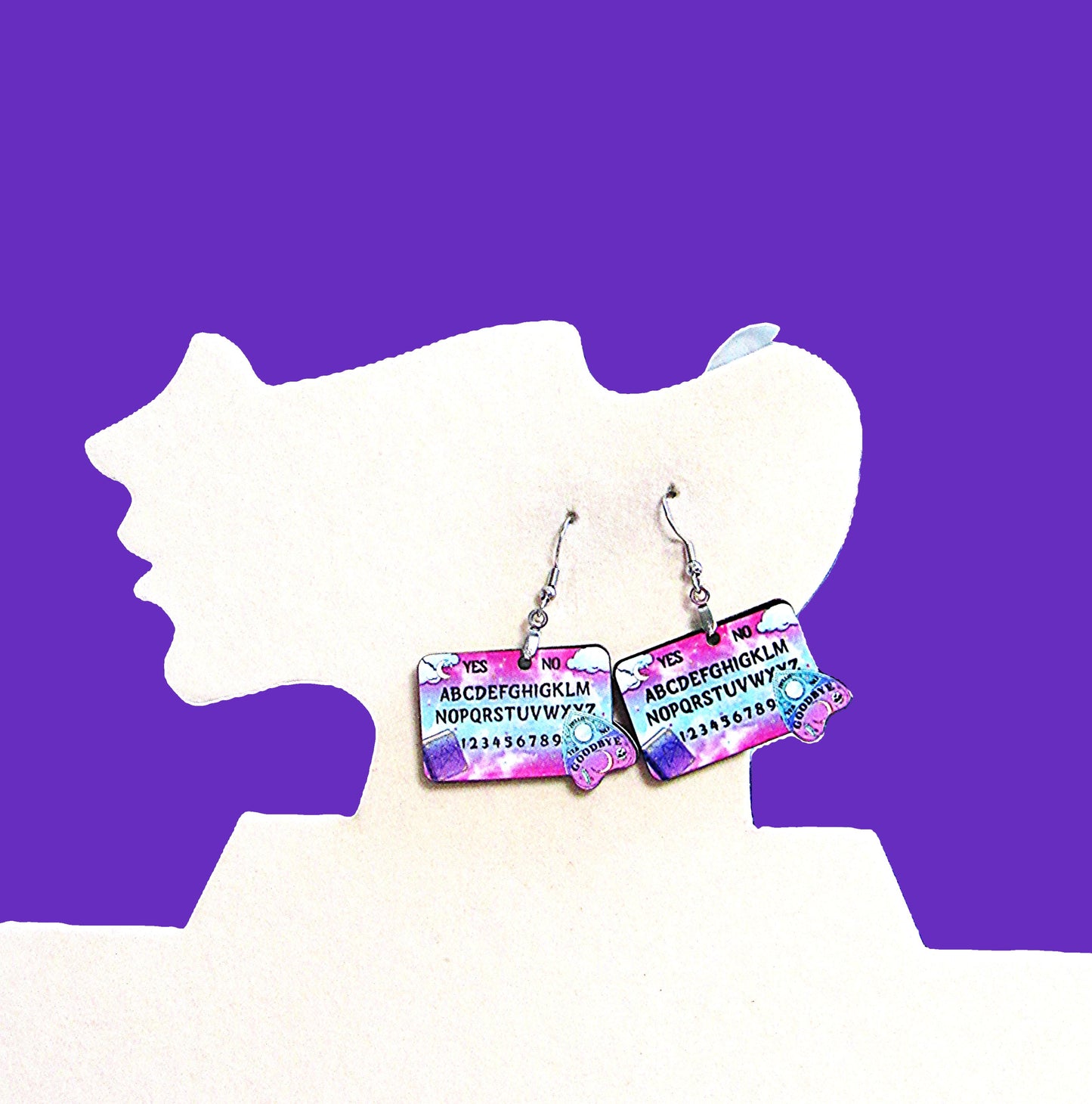Ouija Board Shaped Sublimated Earrings 1.5 inch