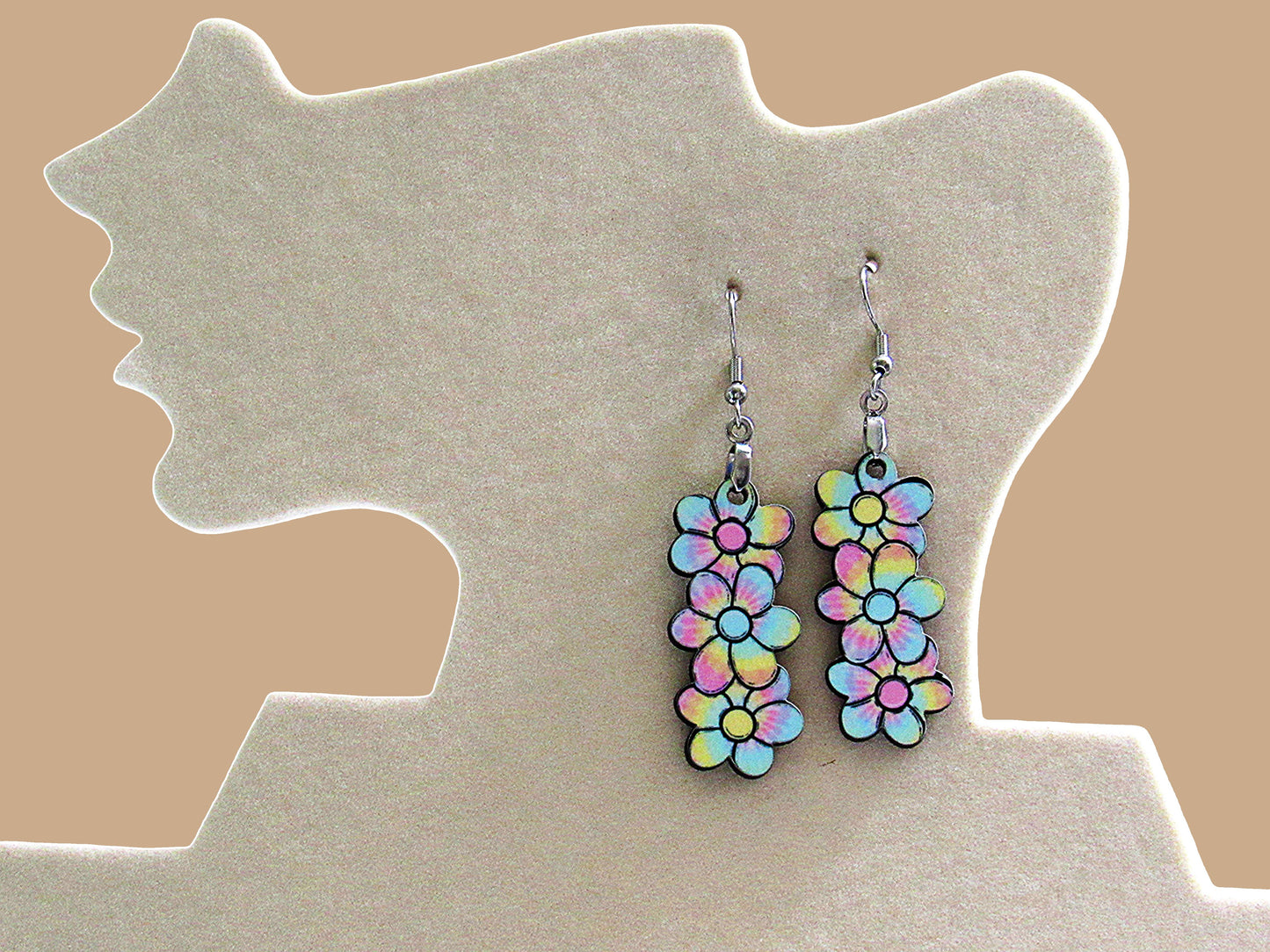 Triple Flower Shaped Sublimated Earring