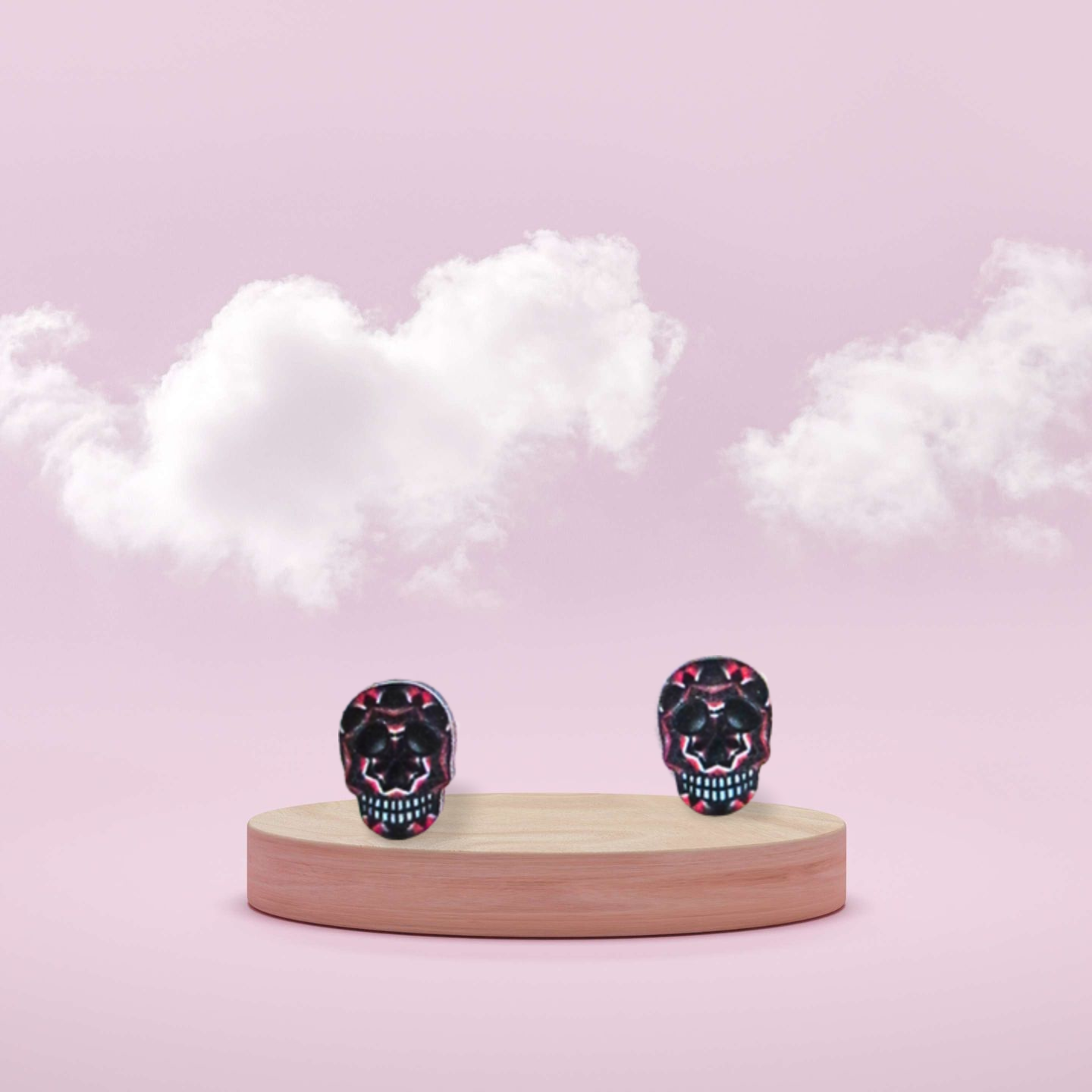 Skull Shaped Sublimated Stud Earrings