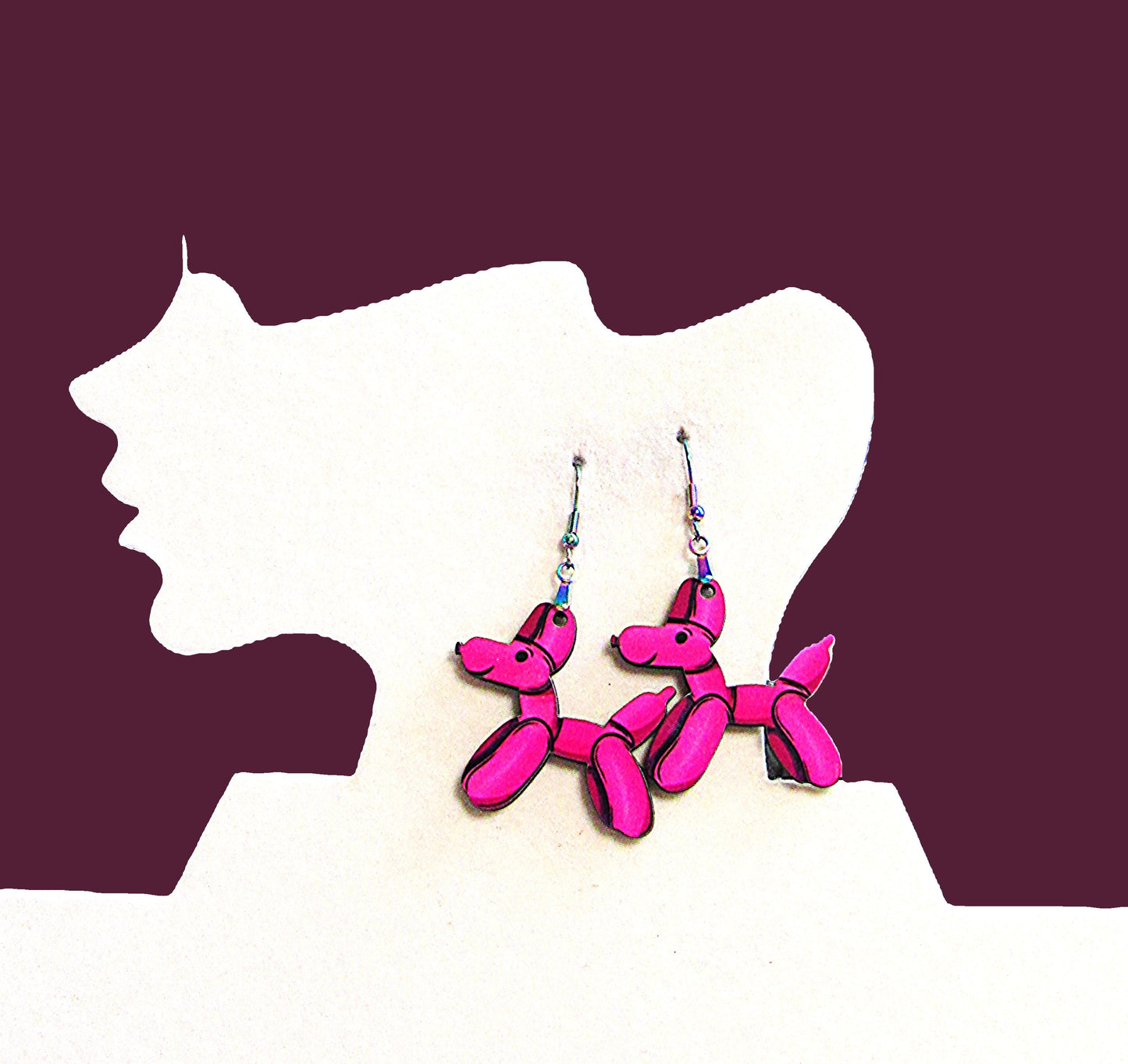 Dog Balloon Shaped Sublimated Earrings 1.5 inch