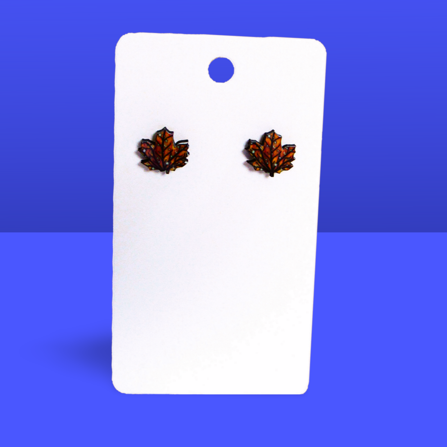 Maple Leaf Shaped Sublimated Stud Earrings