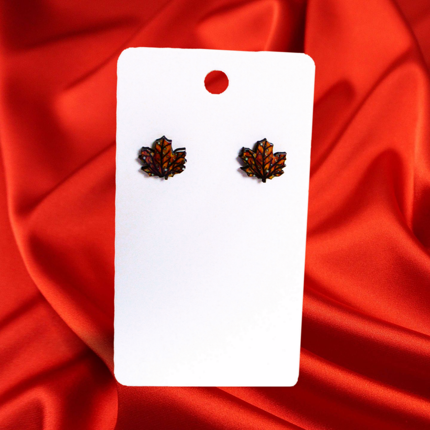 Maple Leaf Shaped Sublimated Stud Earrings