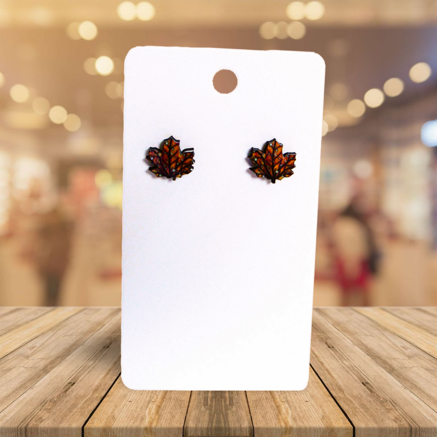 Maple Leaf Shaped Sublimated Stud Earrings