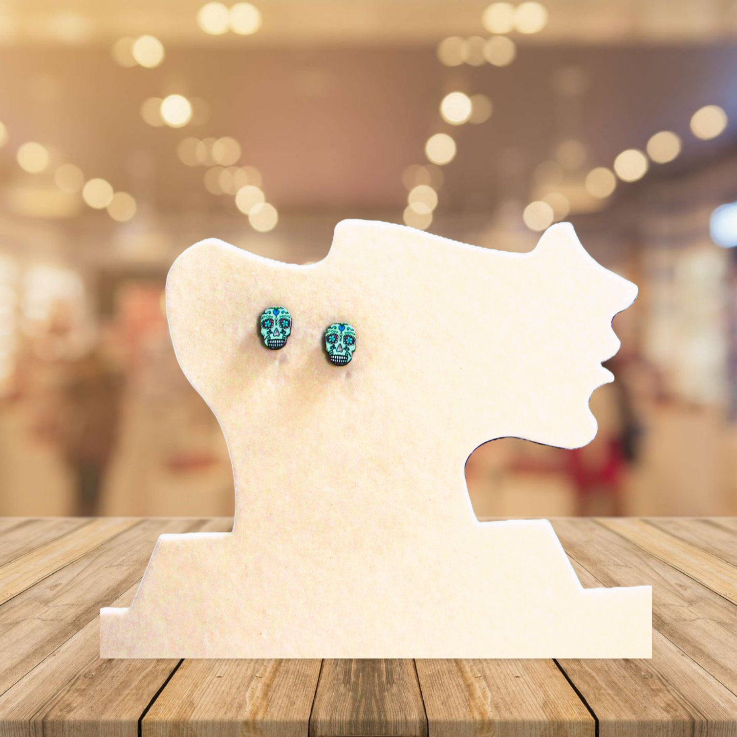 Skull Shaped Sublimated Stud Earrings