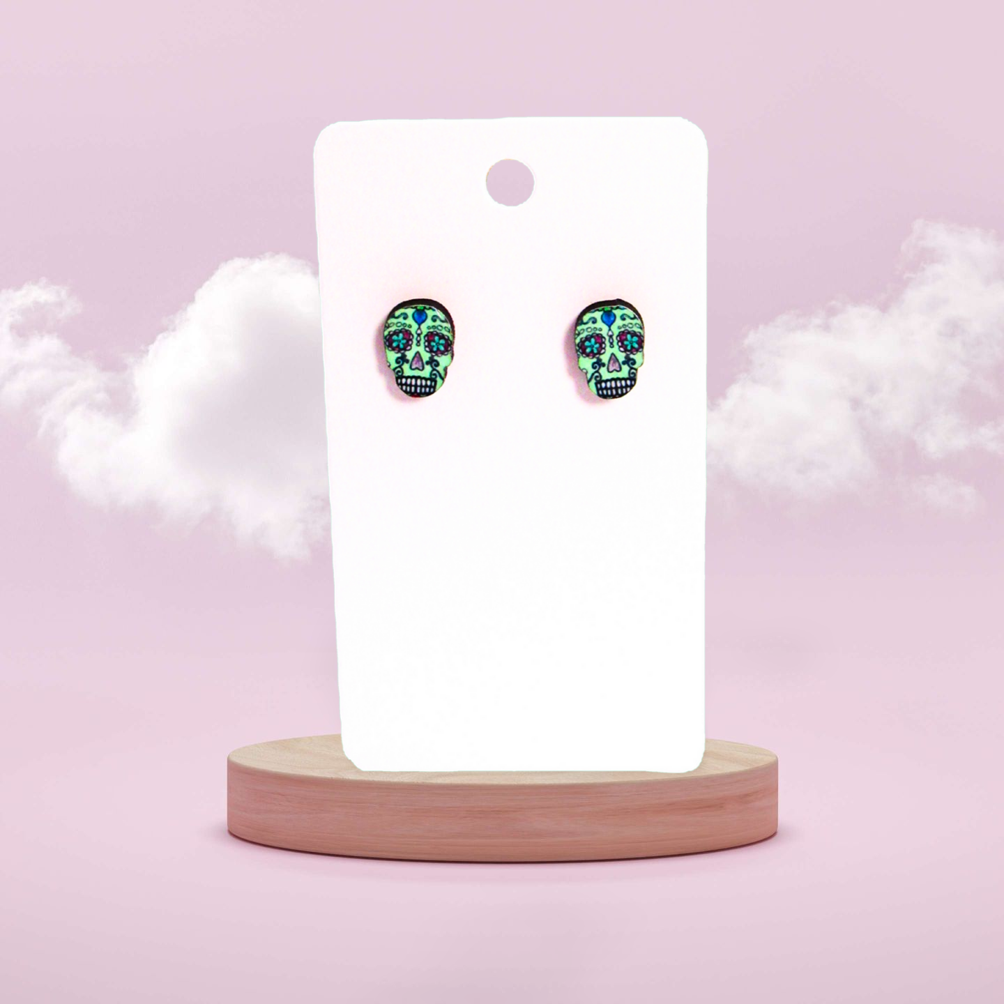 Skull Shaped Sublimated Stud Earrings