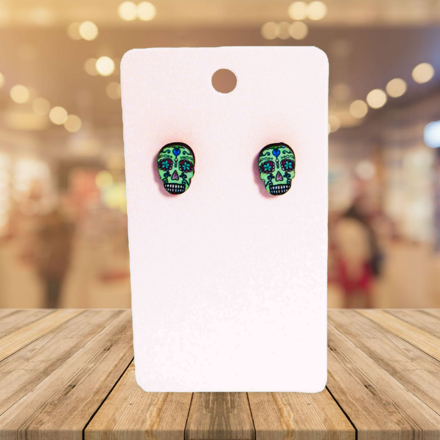 Skull Shaped Sublimated Stud Earrings