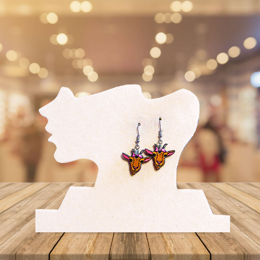 Goat Head Shaped Sublimated Earrings MDF 1 in