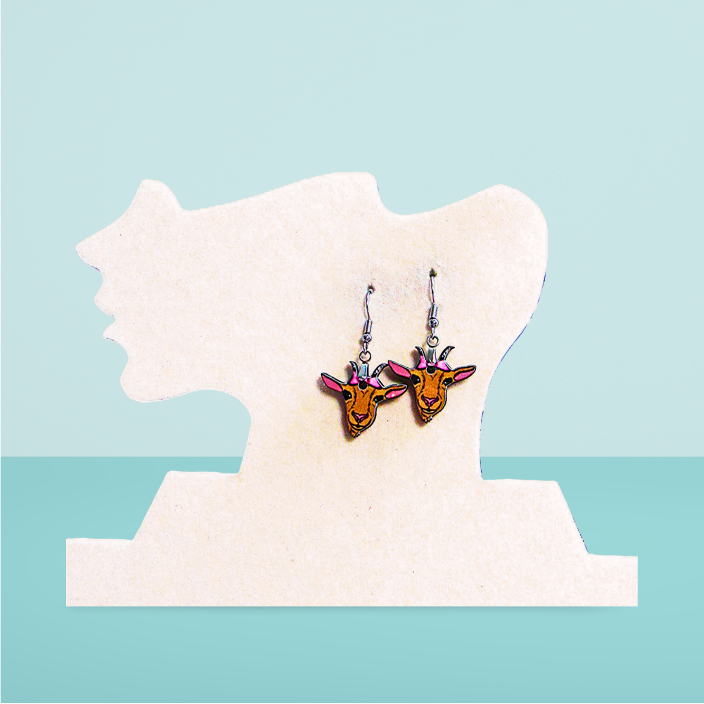 Goat Head Shaped Sublimated Earrings MDF 1 in