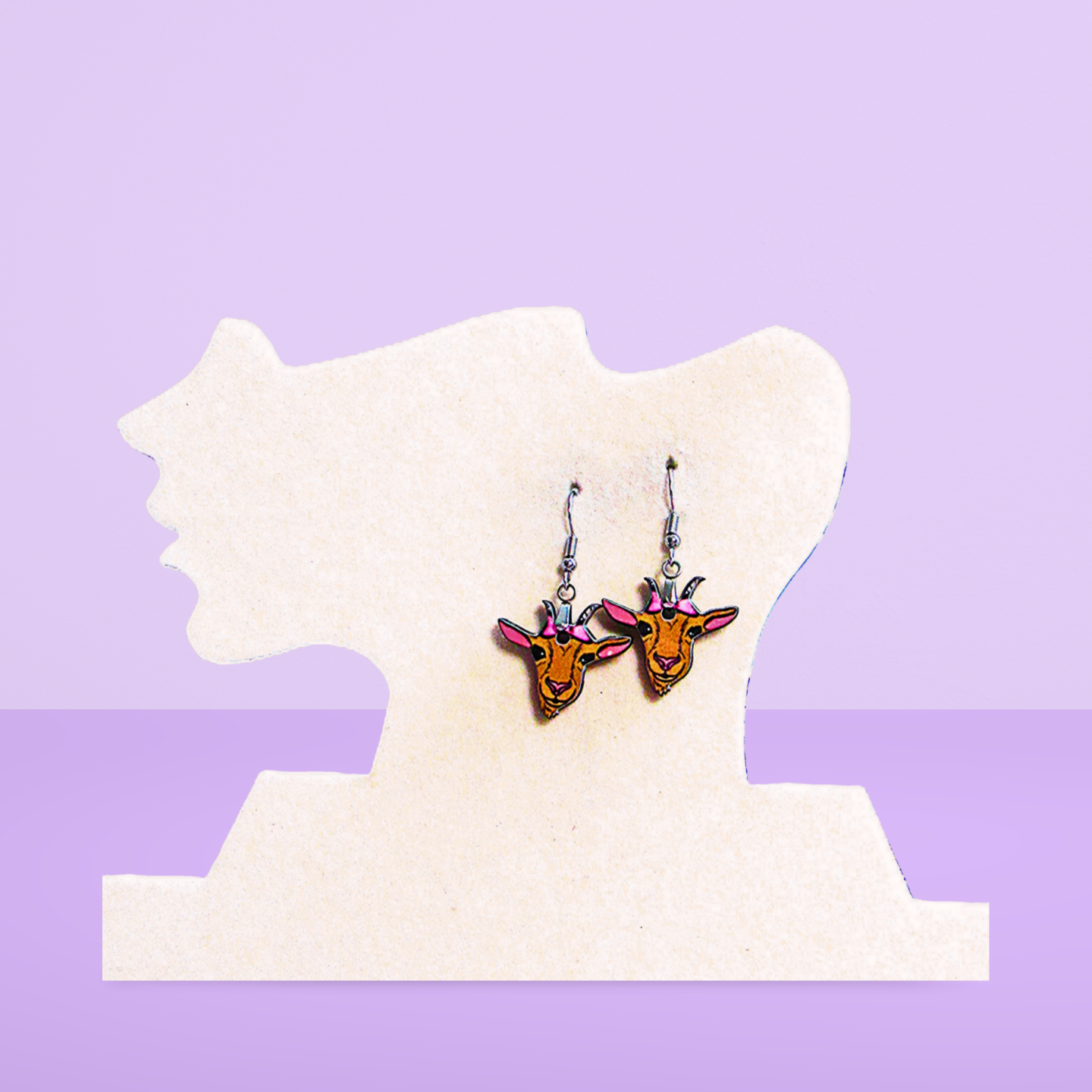 Goat Head Shaped Sublimated Earrings MDF 1 in