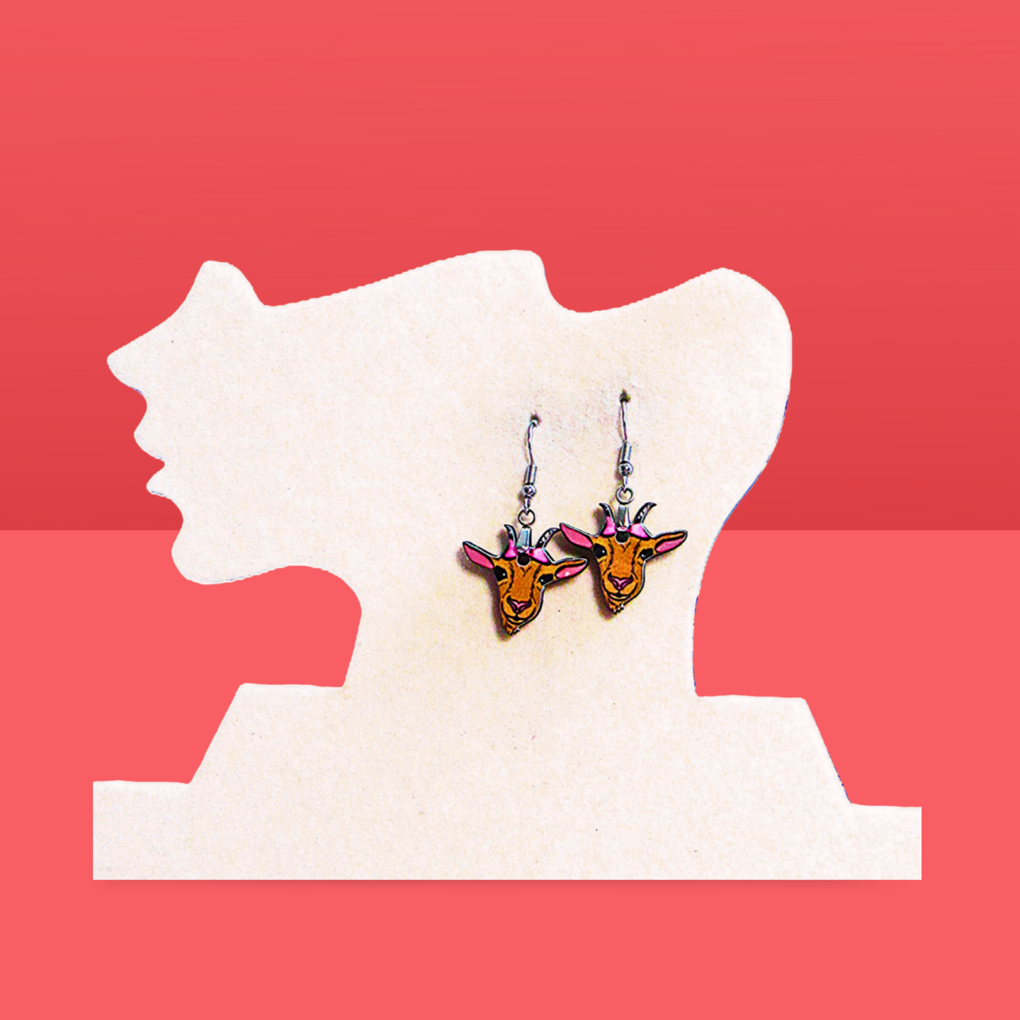 Goat Head Shaped Sublimated Earrings MDF 1 in