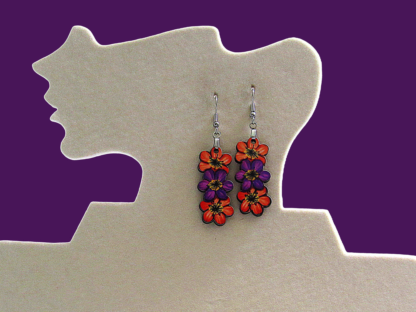 Triple Flower Shaped Sublimated Earring